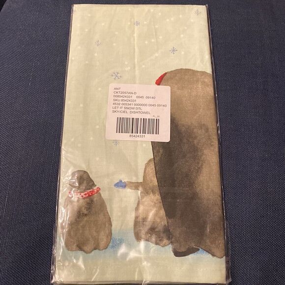 NWT ANTHROPOLOGIE Let It Snow Dish Towel Sky - Picture 4 of 4